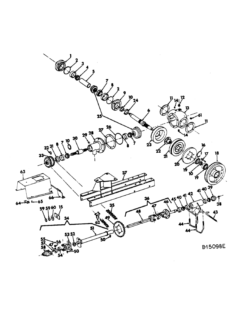 Схема запчастей Case IH 616 - (B-16) - POWER TRAIN, DRUM DRIVE AND SUPPORTS (03) - POWER TRAIN