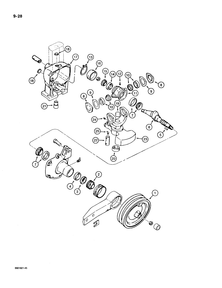 Схема запчастей Case IH 1300 - (9-28) - BALANCE HEAD ACTUATOR AND FLYWHEEL PULLEY (09) - CHASSIS/ATTACHMENTS