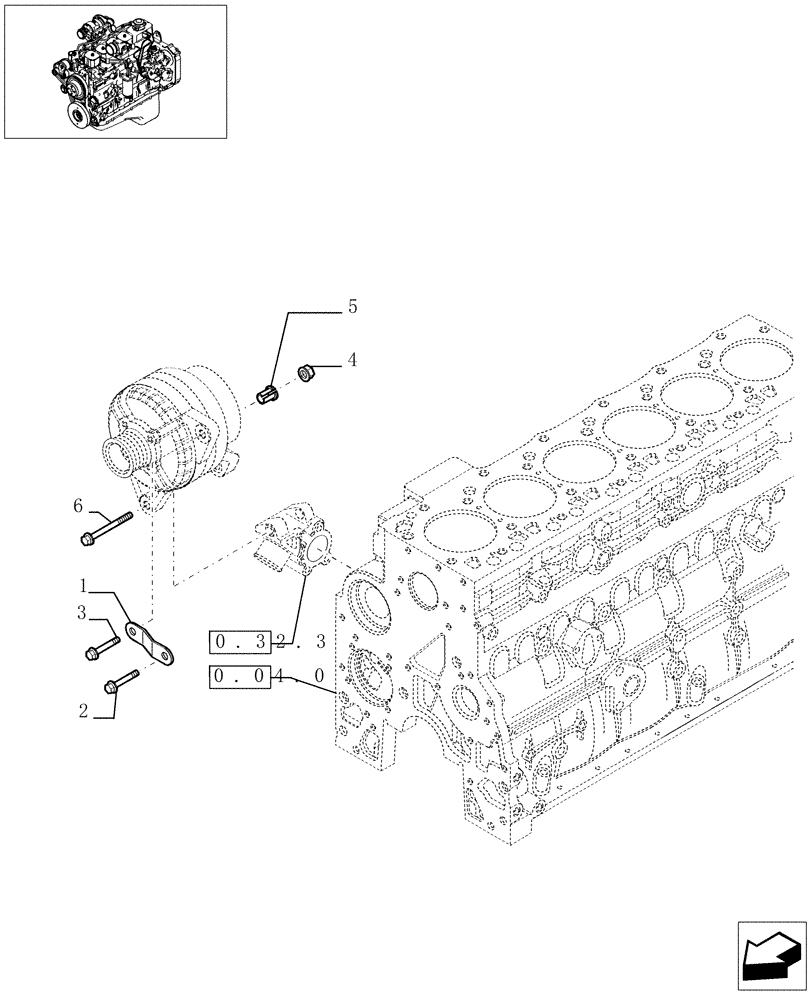 Схема запчастей Case IH PX140 - (0.40.0[01]) - ALTERNATOR (504063804) (02) - ENGINE