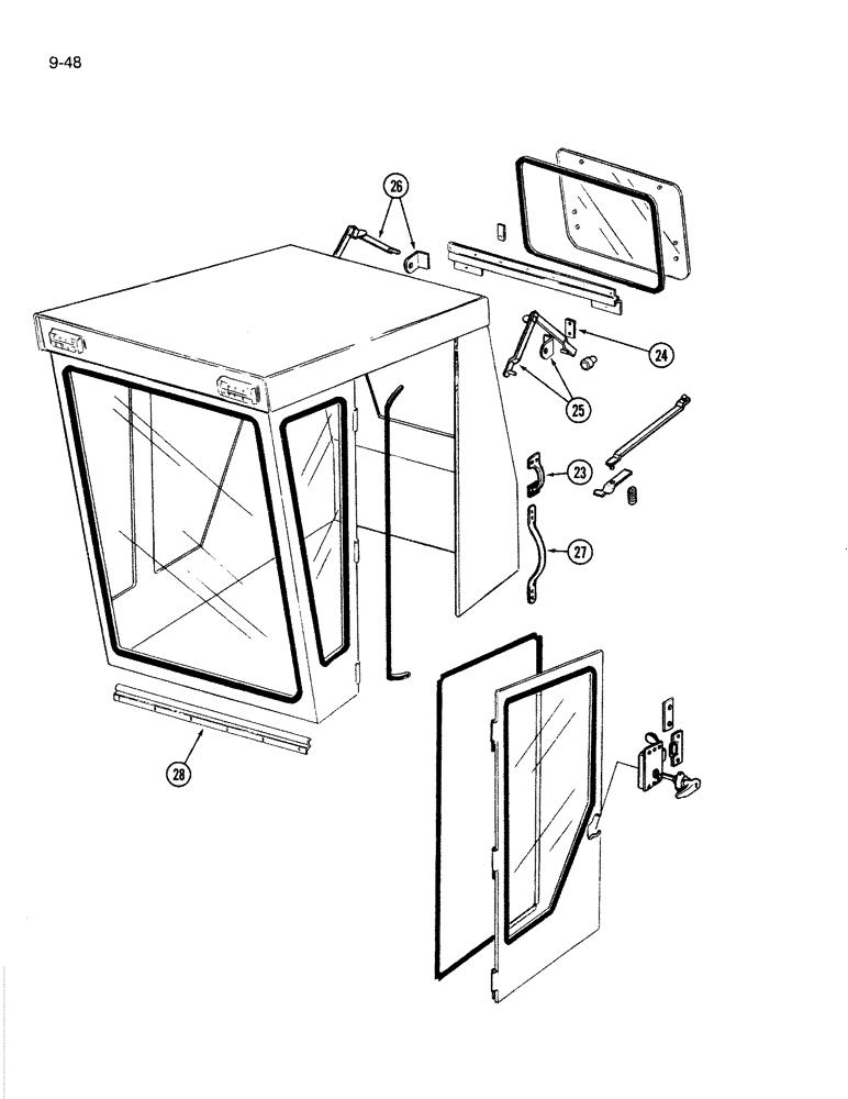 Схема запчастей Case IH 5000 - (9-48) - OPERATORS CAB GLASS AND DOOR (09) - CHASSIS/ATTACHMENTS