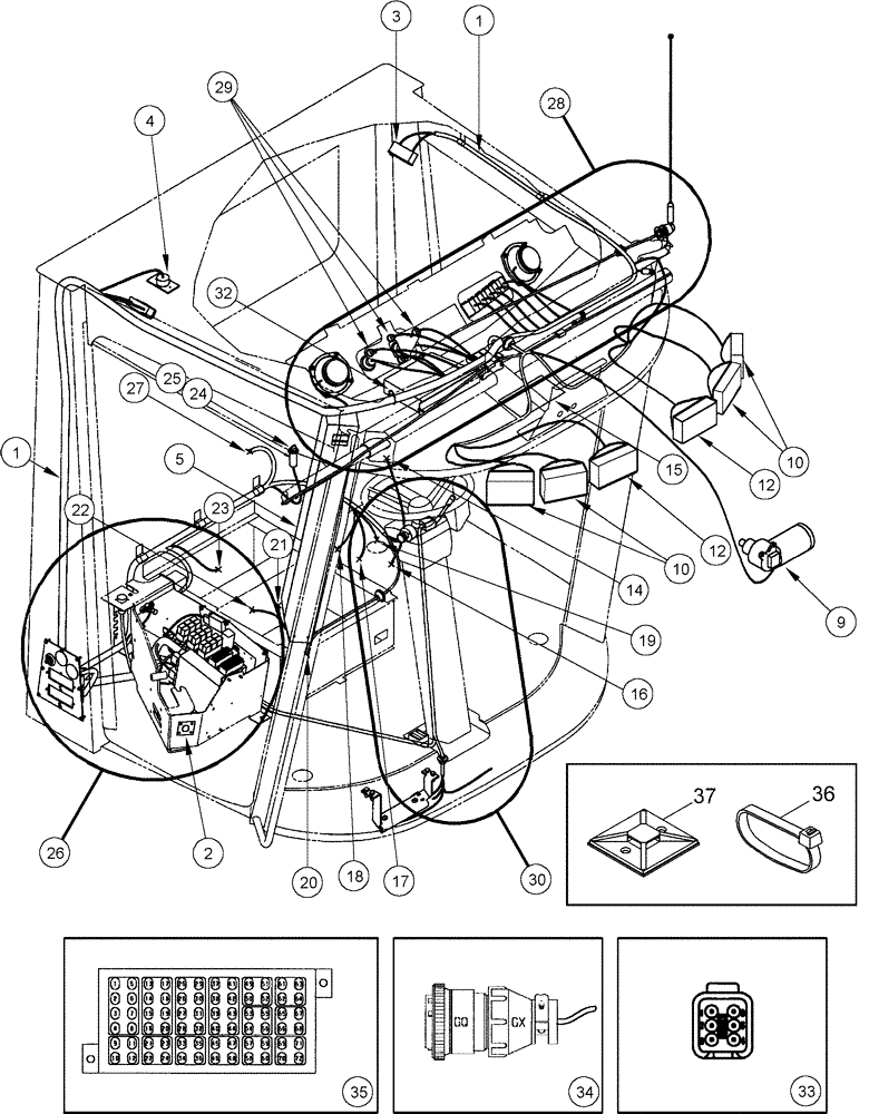 Схема запчастей Case IH 620 - (04-03) - HARNESS, MAIN CAB (06) - ELECTRICAL SYSTEMS