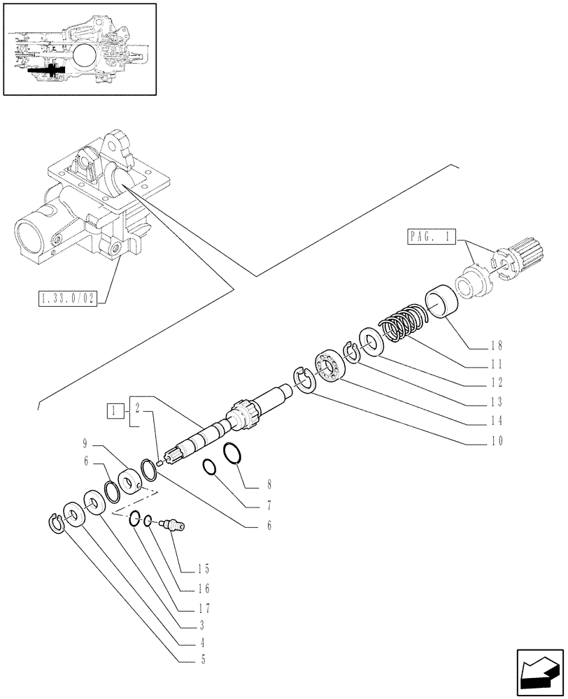 Схема запчастей Case IH JX90 - (1.33.1/03[02]) - (VAR.384) ELECTROHYDRAULIC DIFFERENTIAL LOCK E ELECTROHYDRAULIC 4WD ENGAGEMENT - 4WD TRANSMISSION SHAFT (04) - FRONT AXLE & STEERING