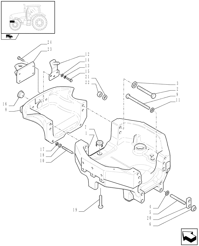 Схема запчастей Case IH PUMA 195 - (1.21.1[01]) - FRONT AXLE SUPPORT (03) - TRANSMISSION