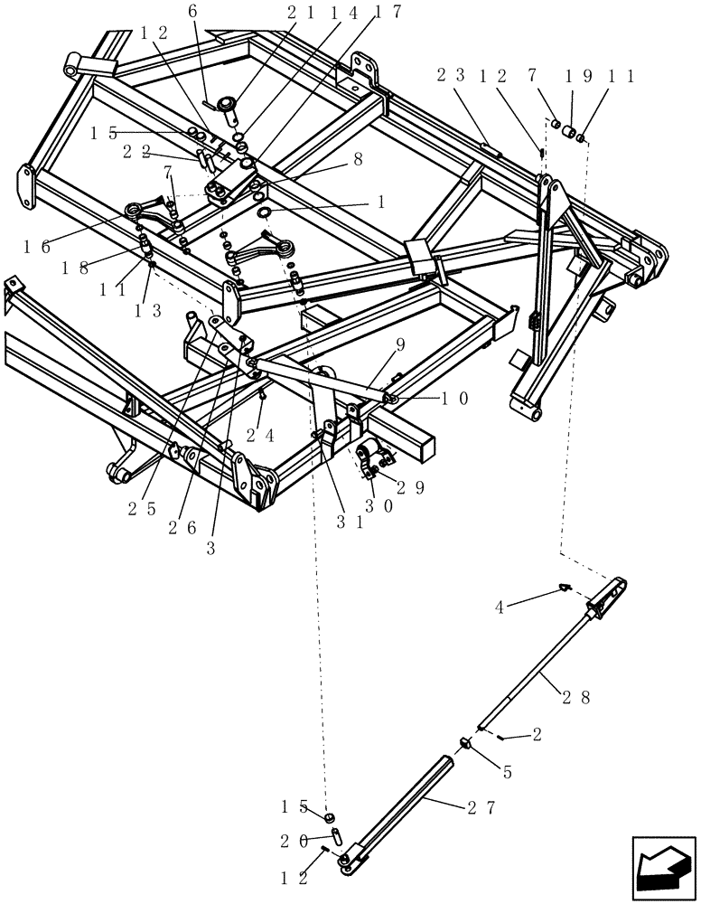 Схема запчастей Case IH 600 - (39.100.12) - DEPTH CONTROL (CENTER SECTION) ASSEMBLY (39) - FRAMES AND BALLASTING