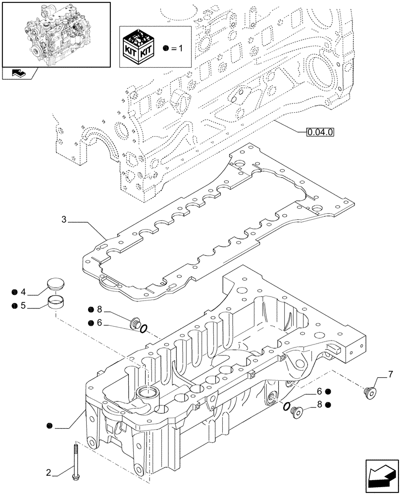 Схема запчастей Case IH PUMA 165 - (0.04.2) - ENGINE OIL SUMP (01) - ENGINE