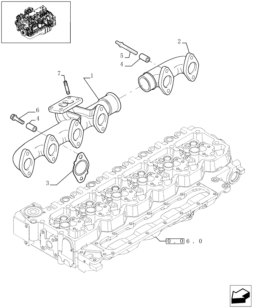 Схема запчастей Case IH F4HE9684D J100 - (0.07.7[01]) - EXHAUST MANIFOLD (504087959) 