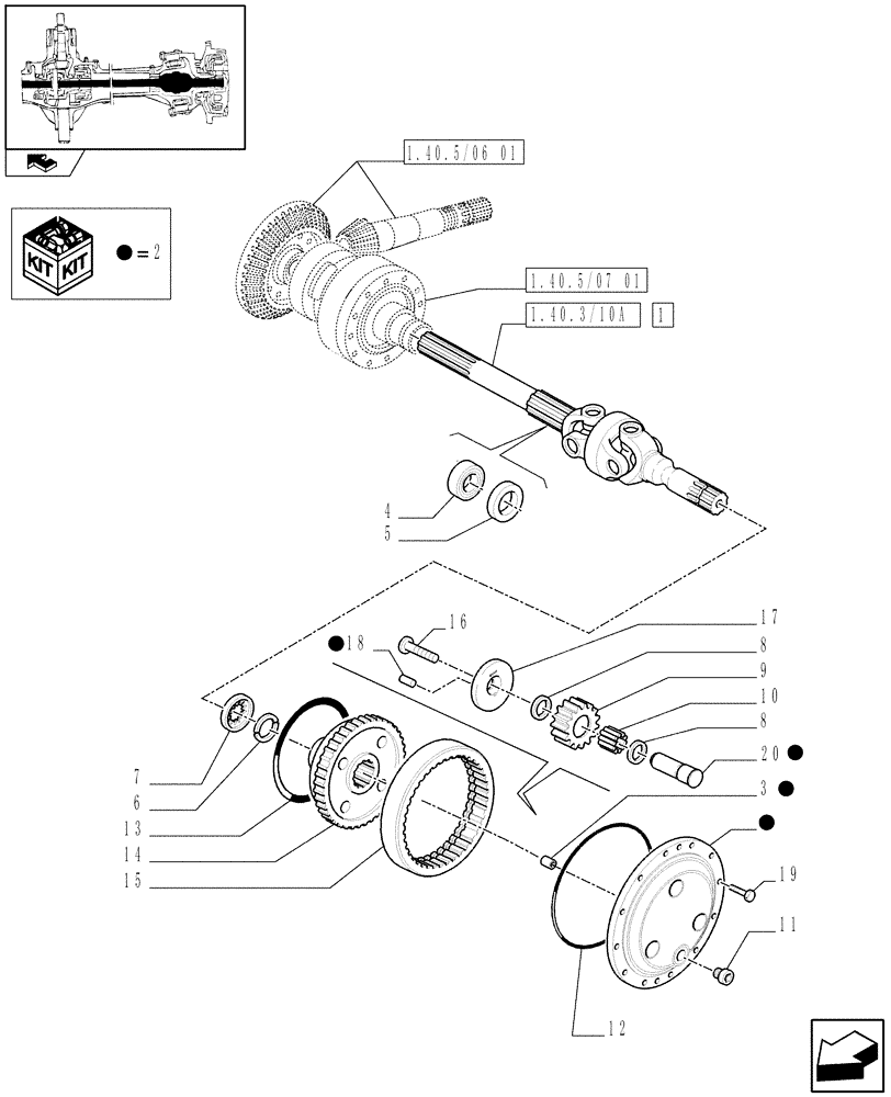 Схема запчастей Case IH MAXXUM 140 - (1.40.5/10) - (CL.4) SUSPENDED FRONT AXLE W/MULTI-PLATE DIFF. LOCK AND ST. SENSOR - GEARS AND DIFFERENTIAL AXLE (VAR.330429) (04) - FRONT AXLE & STEERING