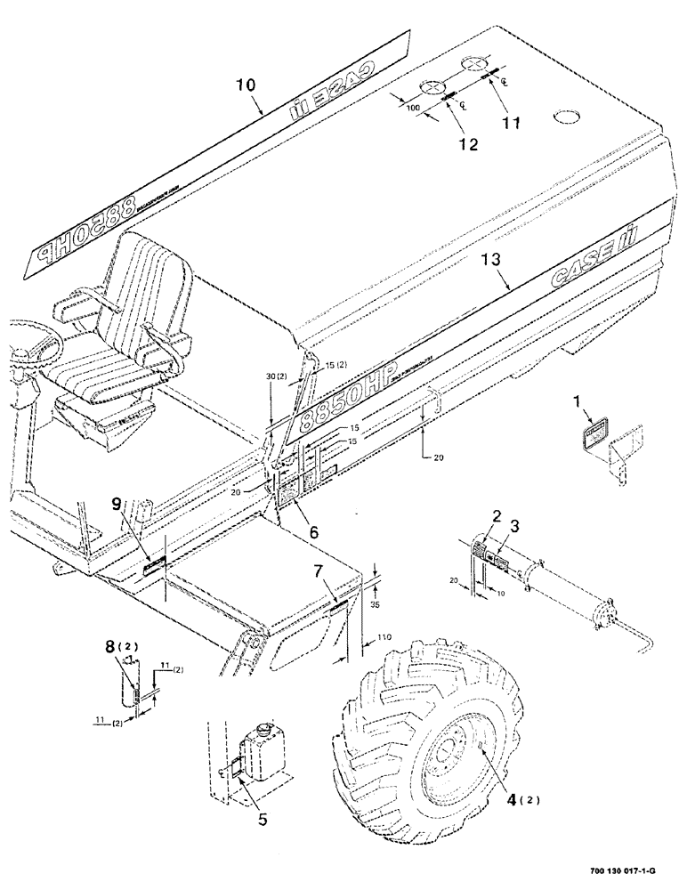 Схема запчастей Case IH 8850 - (09-02) - DECALS AND LOCATION DIAGRAM (09) - CHASSIS