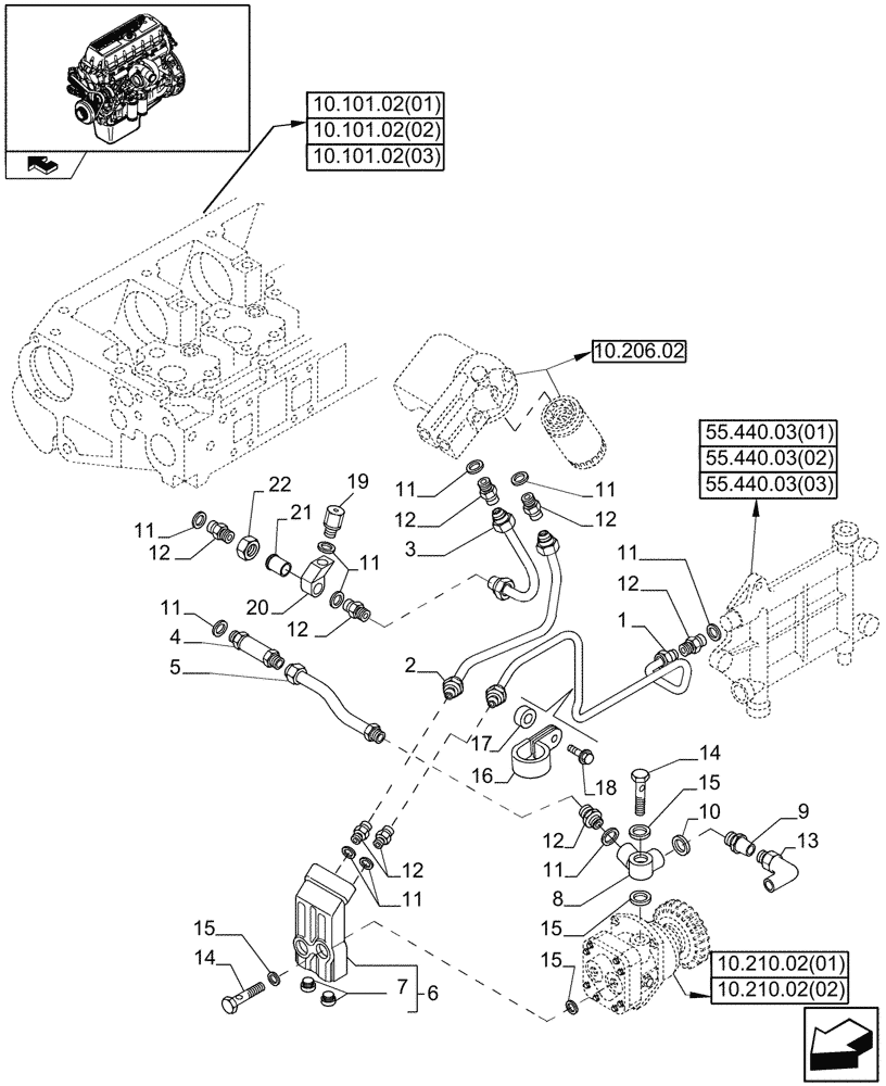 Схема запчастей Case IH 9120 - (10.214.02[02]) - FUEL LINES & RELATED PARTS - 9120 (10) - ENGINE