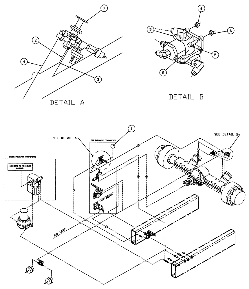 Схема запчастей Case IH FLX4300 - (07-003) - PARKING BRAKE GROUP Pneumatics