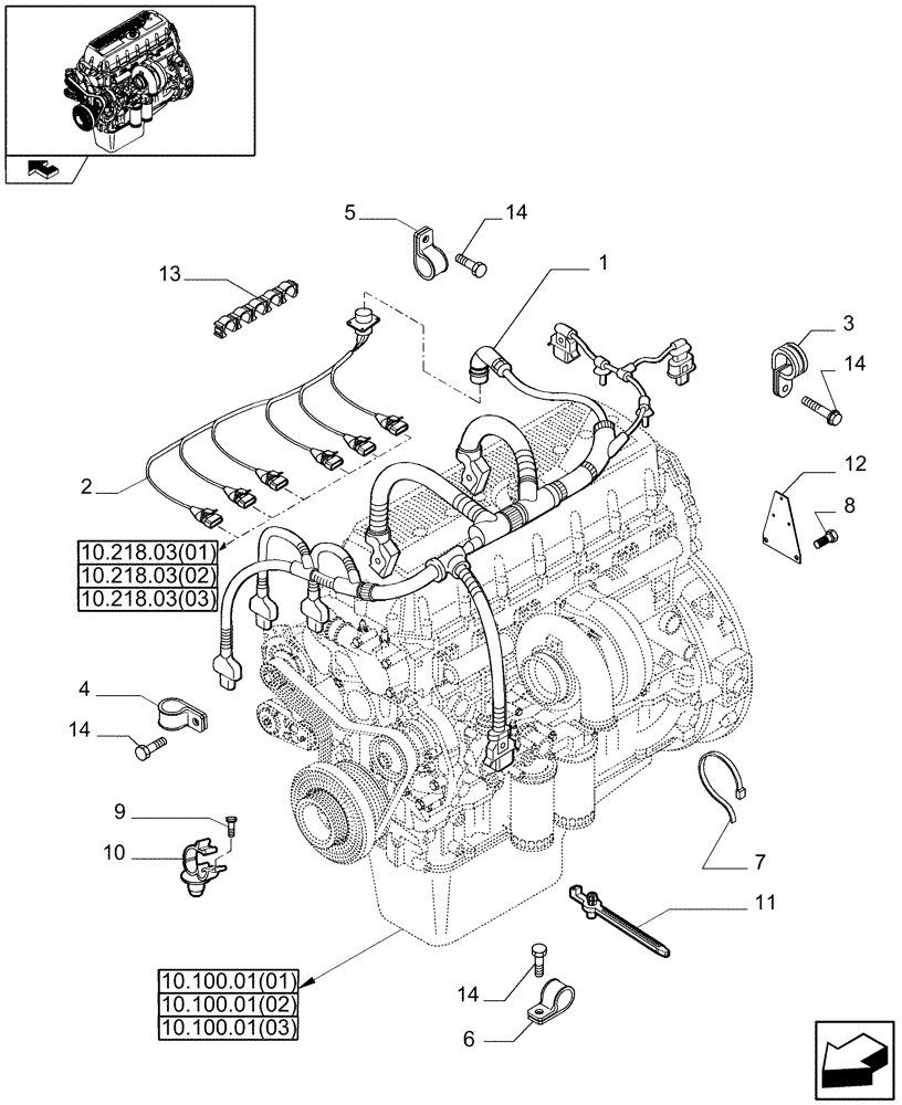 Схема запчастей Case IH 9120 - (55.100.08[03]) - ENGINE ELECTRIC INSTALLATION - 9120 (55) - ELECTRICAL SYSTEMS