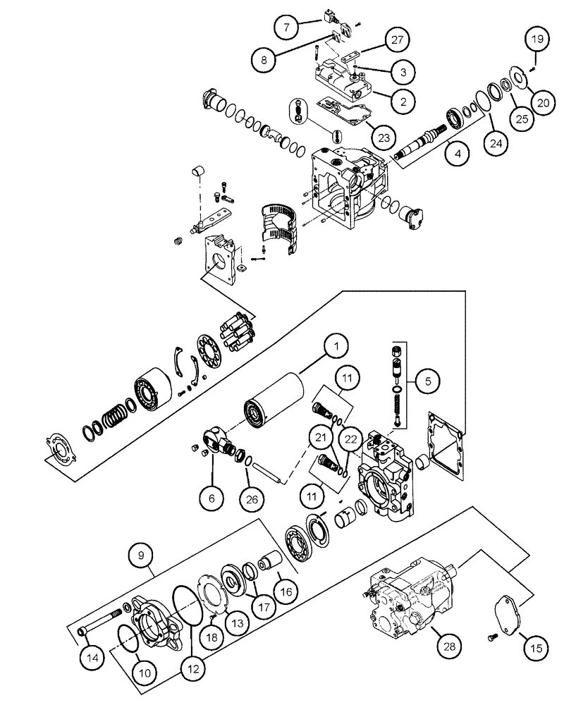 Схема запчастей Case IH 438 - (13-002) - PUMP, 90 SER, CW, AUXC-PAD 14T Hydraulic Components