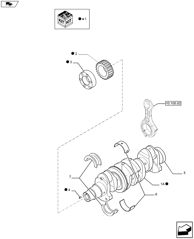 Схема запчастей Case IH F4CE9484L J603 - (10.103.01) - CRANKSHAFT (2859415) (10) - ENGINE