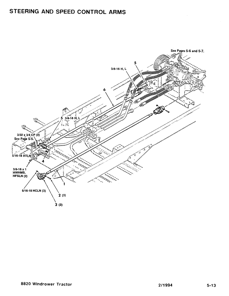 Схема запчастей Case IH 8820 - (5-13) - STEERING AND SPEED CONTROL ARMS (05) - STEERING