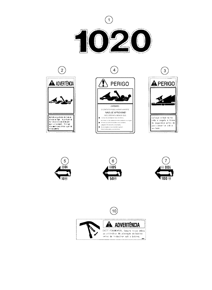 Схема запчастей Case IH 1020 - (09D-19[04]) - DECALS - PORTUESE LANGUAGE (09) - CHASSIS/ATTACHMENTS