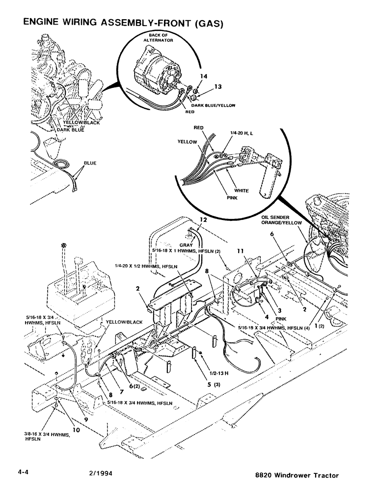 Схема запчастей Case IH 8820 - (4-04) - ENGINE WIRING ASSEMBLY, Y FRONT, GAS (04) - ELECTRICAL SYSTEMS