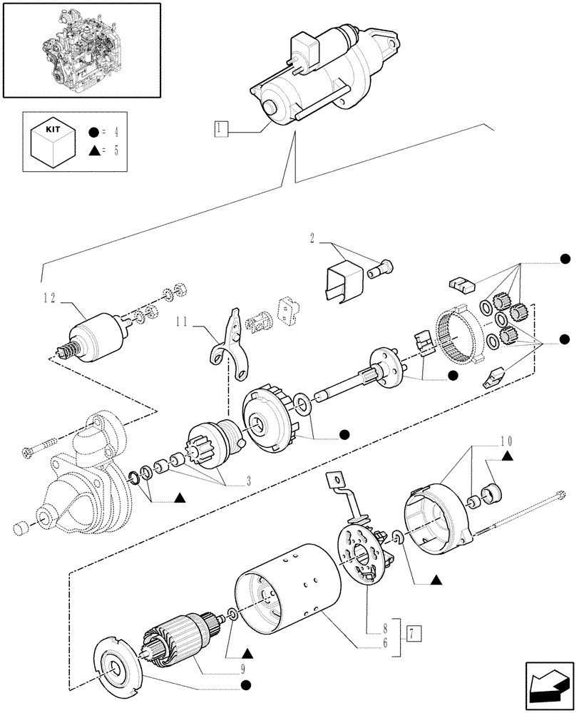 Схема запчастей Case IH MXU125 - (0.36.0/ A) - STARTER MOTOR (BOSCH) - BREAKDOWN (01) - ENGINE