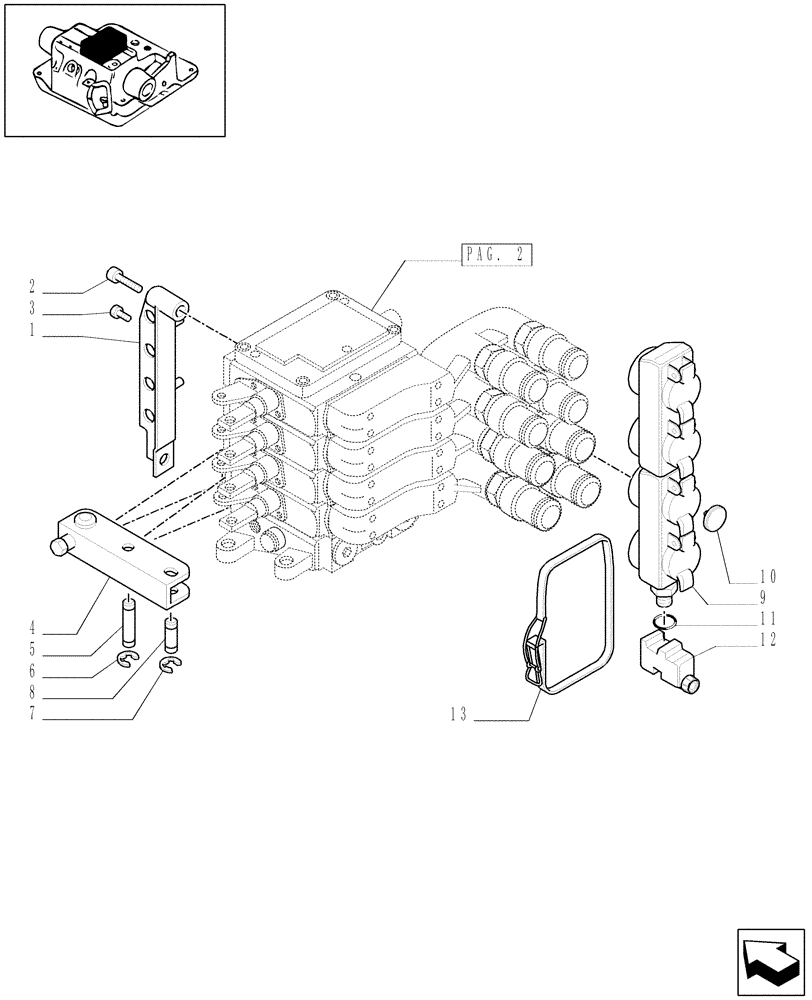 Схема запчастей Case IH MXU115 - (1.82.7/02[01]) - (VAR.252) 4 CONTROL VALVES AND RELEVANT PARTS (07) - HYDRAULIC SYSTEM