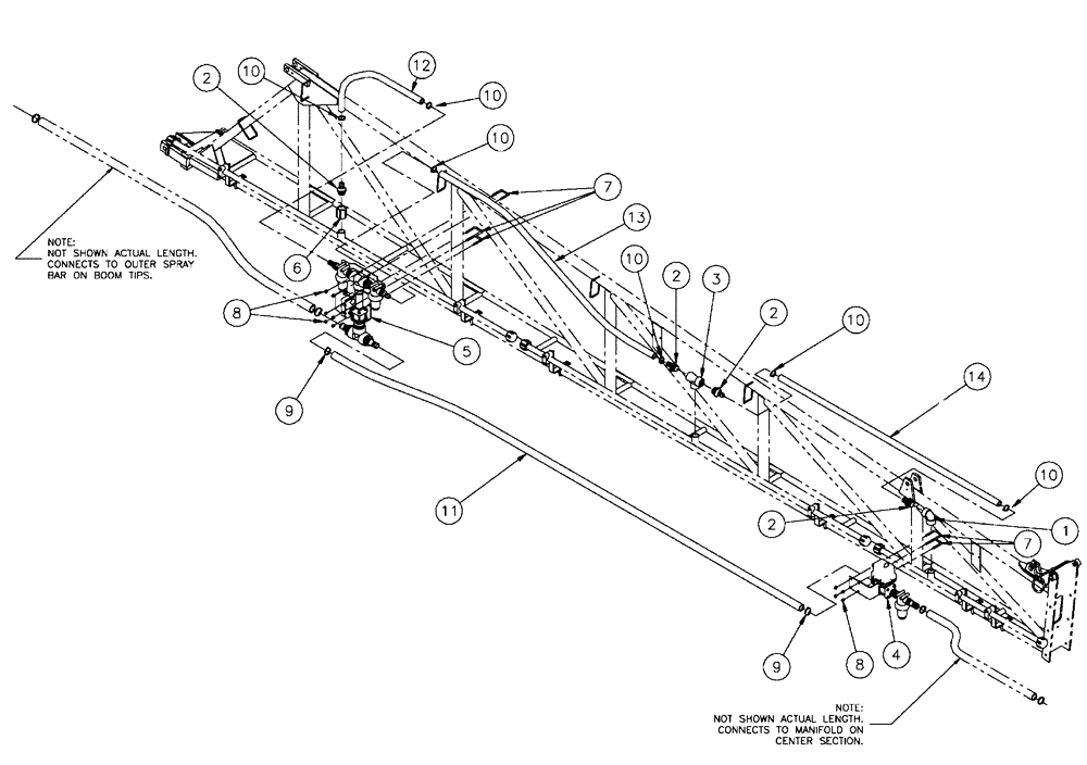 Схема запчастей Case IH SPX4410 - (09-024) - BOOM PLUMBING GROUP, 5 SECTION MID Liquid Plumbing