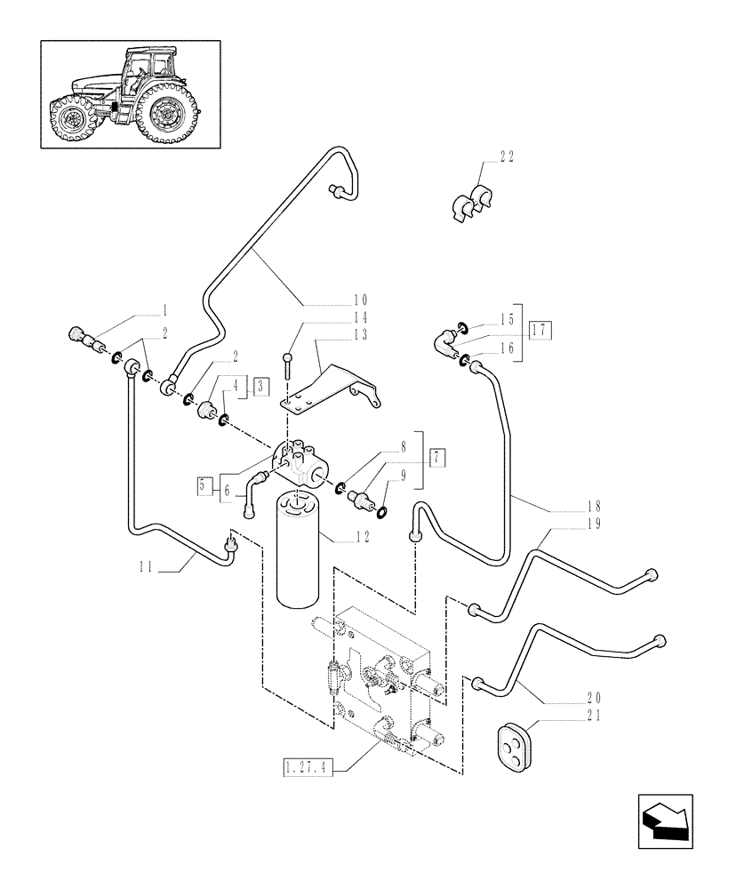 Схема запчастей Case IH MXU110 - (1.29.6[01]) - GEARBOX CONTROL PIPES (03) - TRANSMISSION