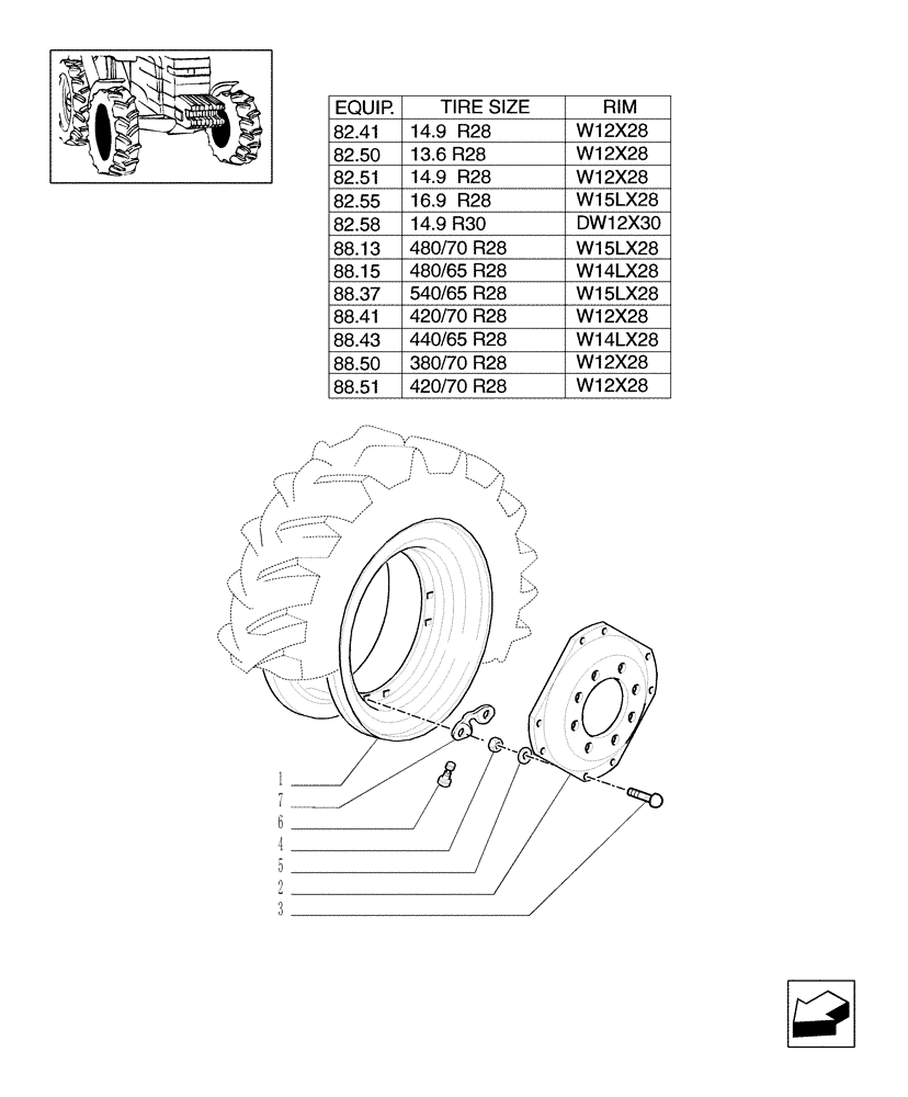 Схема запчастей Case IH MXU110 - (82.00[01]) - 4WD DRIVING WHEELS (11) - WHEELS/TRACKS