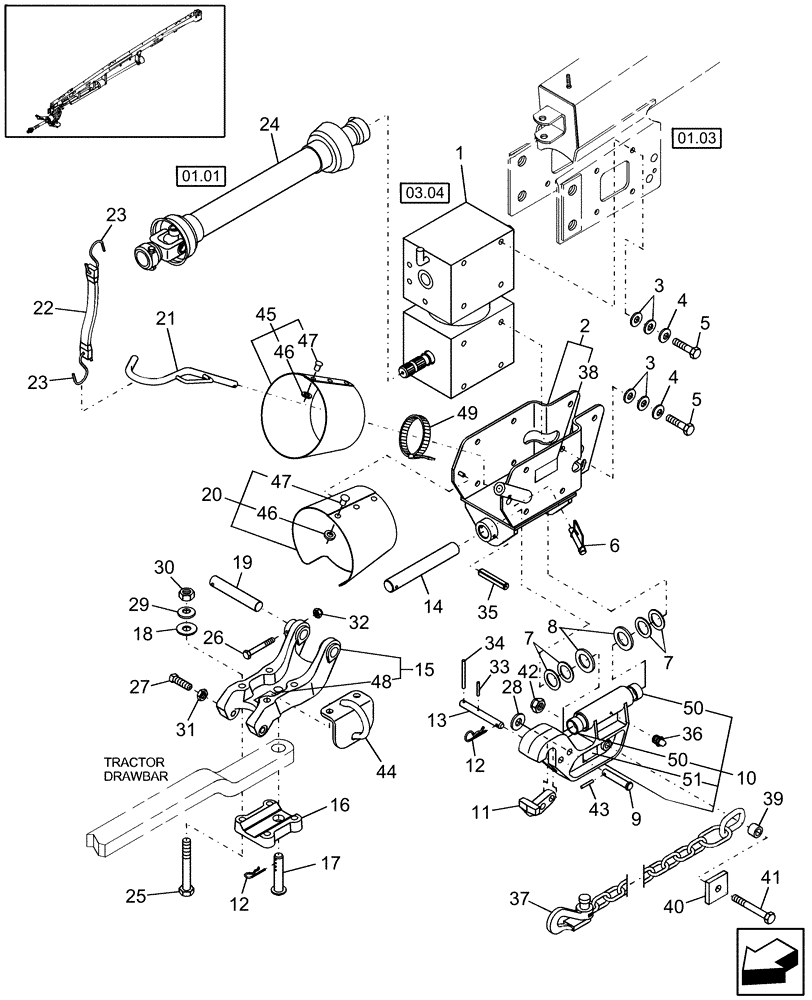 Схема запчастей Case IH DCX161 - (12.01) - DRAWBAR HITCH & SAFETY CHAIN (12) - MAIN FRAME