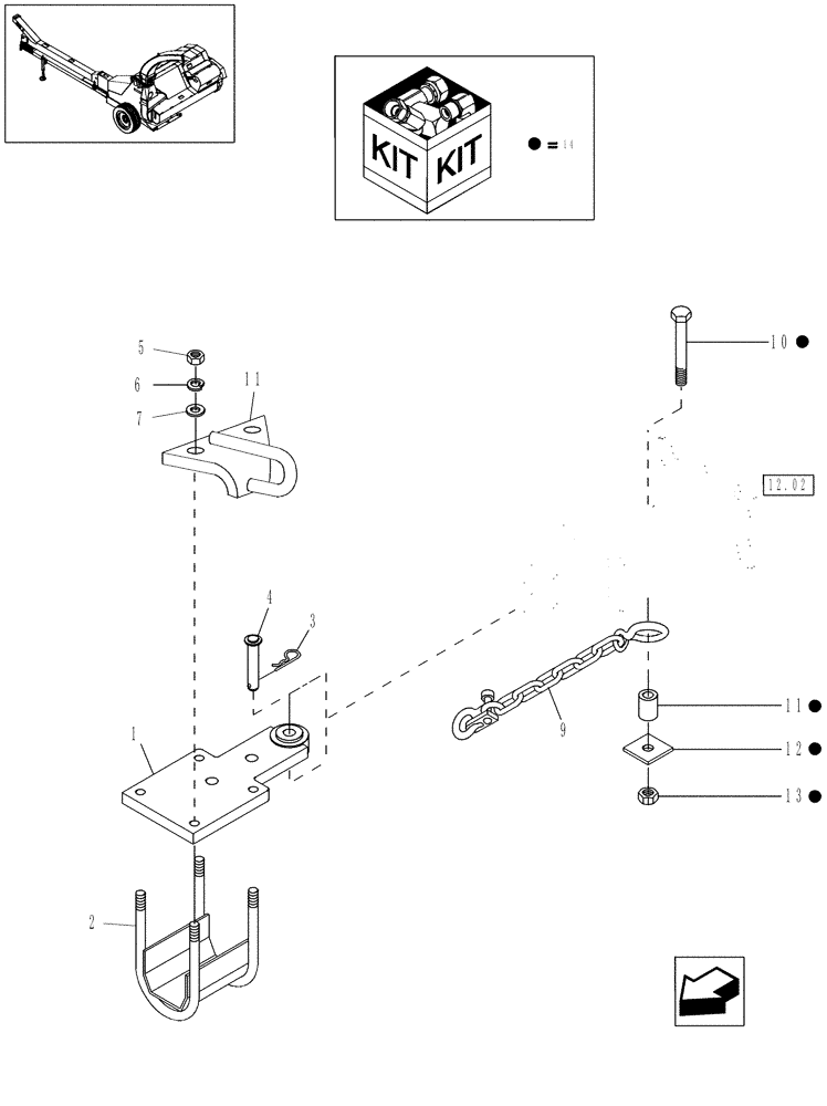 Схема запчастей Case IH FHX300 - (12.04) - HITCH EXTENSION (12) - MAIN FRAME