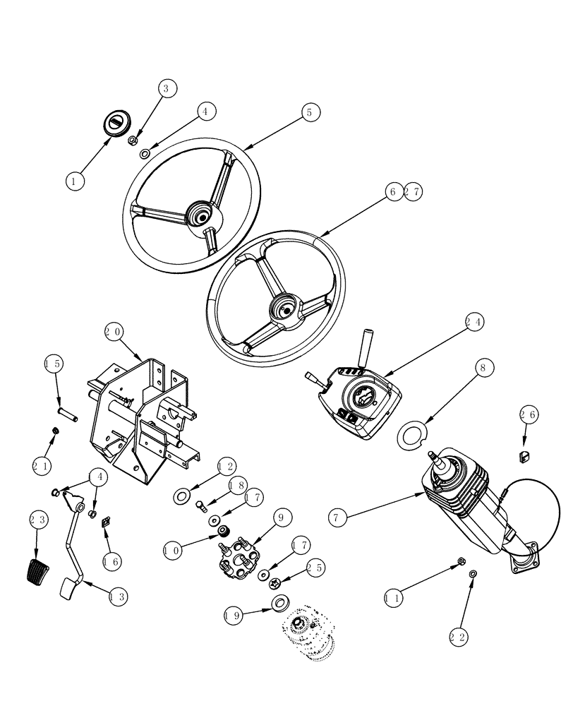 Схема запчастей Case IH MX200 - (05-01) - STEERING WHEEL AND COLUMN (05) - STEERING