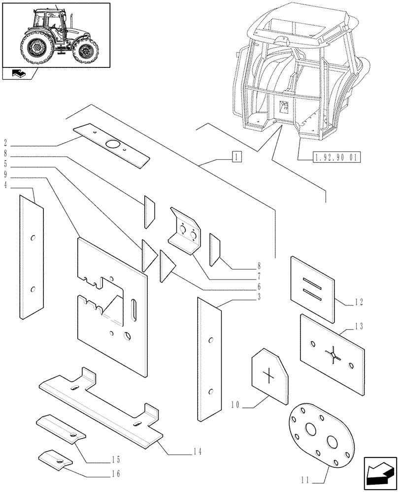 Схема запчастей Case IH FARMALL 90 - (1.93.1[02]) - INSULATORS - W/CAB (10) - OPERATORS PLATFORM/CAB