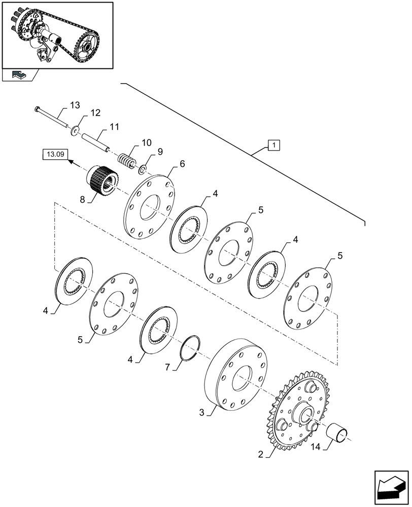 Схема запчастей Case IH LB433S - (13.10[01]) - PACKER CLUTCH (13) - FEEDER