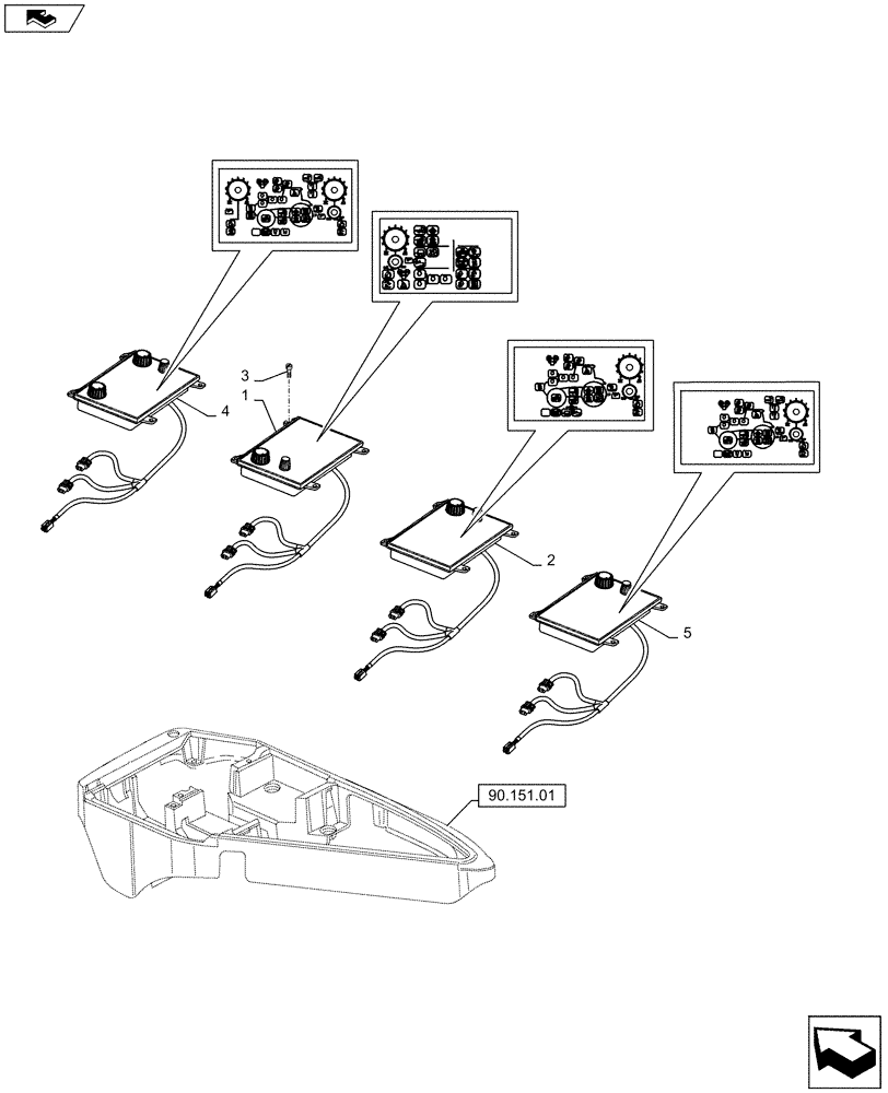 Схема запчастей Case IH PUMA 160 - (55.512.09) - ARMREST CONTROL UNIT - INTEGRATED CONTROL PANEL (55) - ELECTRICAL SYSTEMS