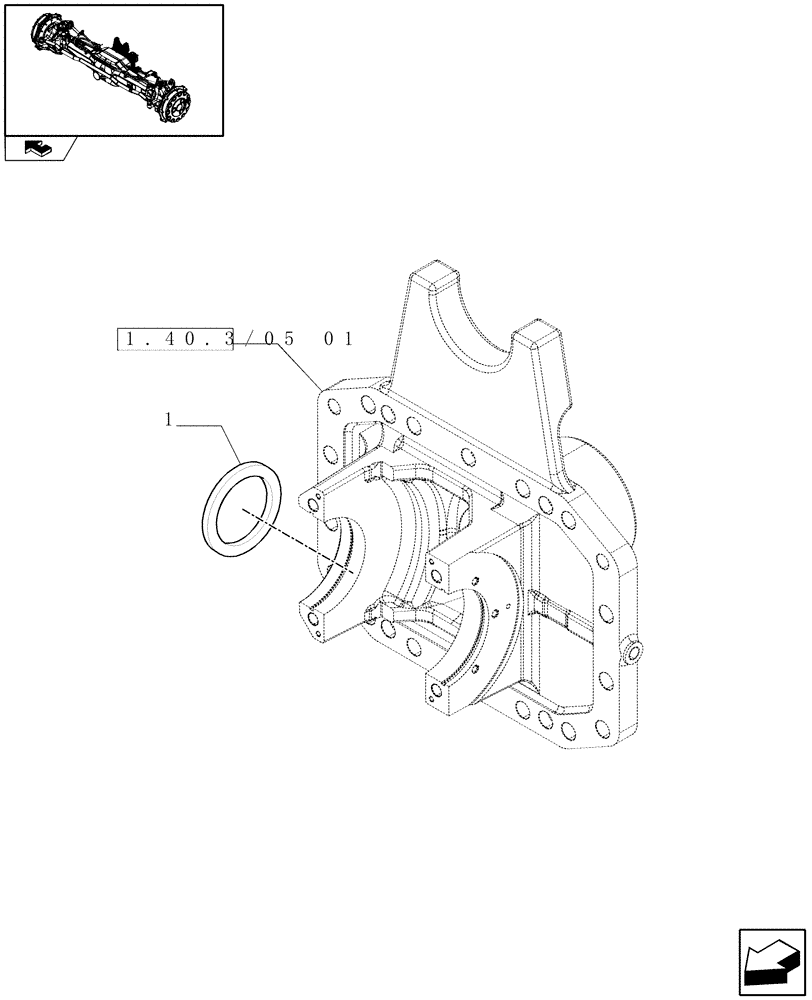 Схема запчастей Case IH PUMA 225 - (1.40.3/05[02]) - (VAR.212) FRONT AXLE WITH ACTIVE SUSPENSIONS AND BRAKES - SHIMS (04) - FRONT AXLE & STEERING