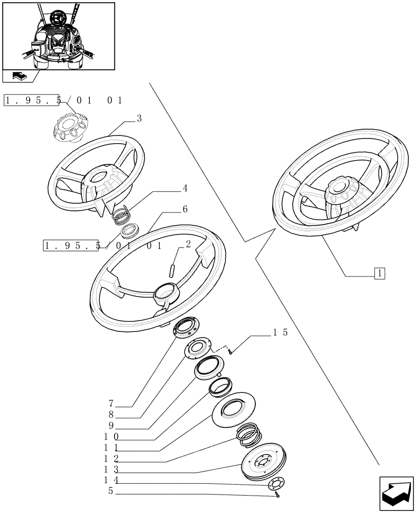 Схема запчастей Case IH PUMA 210 - (1.95.5/01B) - FAST STEERING - STEERING WHEEL - BREAKDOWN (10) - OPERATORS PLATFORM/CAB