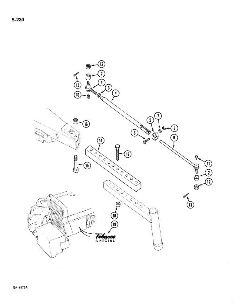 Схема запчастей Case IH 585 - (5-230) - AXLE EXTENSION, FRONT, TOBACCO SPECIAL, TRACTORS WITH HIGH CLEARANCE BOLSTER (05) - STEERING