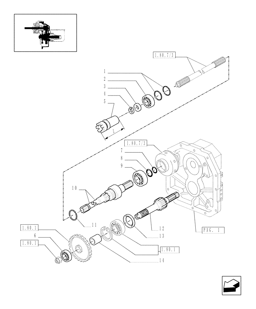 Схема запчастей Case IH JX80U - (1.80.1/05[02]) - (VAR.727) SYNCHRO MESH GEARED POWER TAKE -OFF 540 RPM - SHAFTS (07) - HYDRAULIC SYSTEM