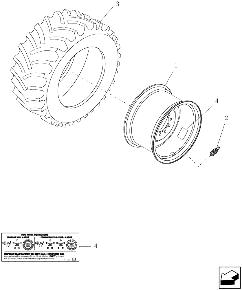 Схема запчастей Case IH 9120 - (44.511.07) - WHEELS, DUAL (44) - WHEELS