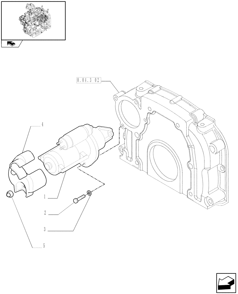 Схема запчастей Case IH FARMALL 75N - (0.36.0) - STARTER MOTOR (01) - ENGINE