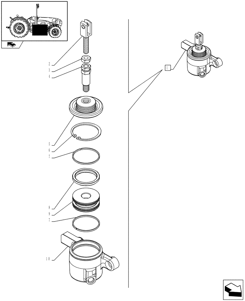 Схема запчастей Case IH FARMALL 95N - (1.80.4/02[03]) - 2 MID MOUNT PIPES, 4 COUPLERS - PTO CLUTCH CONTROL ACTUATOR CYLINDER - BREAKDOWN - L/CAB (VAR.330119) (07) - HYDRAULIC SYSTEM