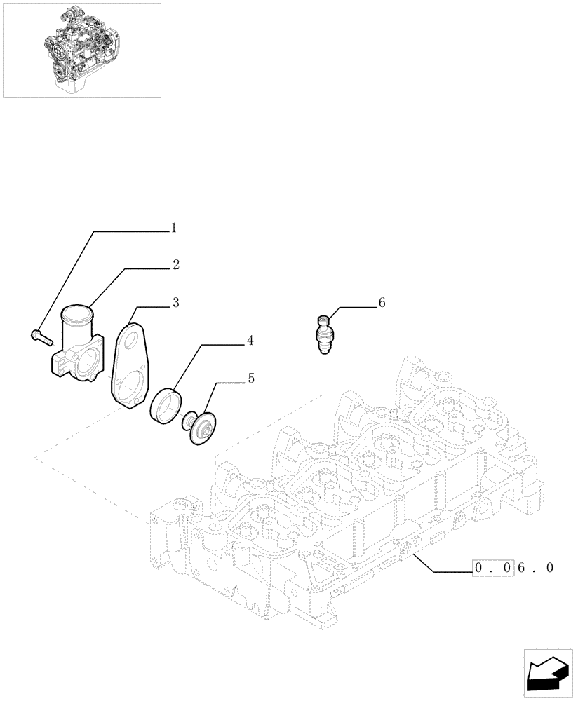 Схема запчастей Case IH F4BE0484C D601 - (0.32.6[01]) - THERMOSTAT - ENGINE COOLING SYSTEM 