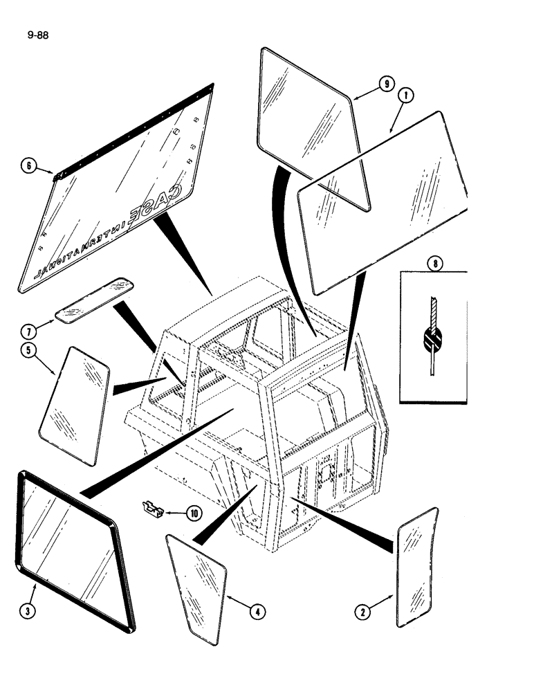 Схема запчастей Case IH 3394 - (9-088) - CAB, GLASS (09) - CHASSIS/ATTACHMENTS