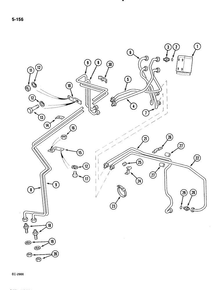 Схема запчастей Case IH 885 - (5-156) - STEERING PIPES, PRIOR TO P.I.N. 18001 (05) - STEERING