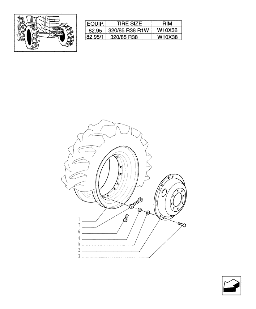 Схема запчастей Case IH MXM120 - (82.00[12]) - 4WD DRIVING WHEELS (11) - WHEELS/TRACKS