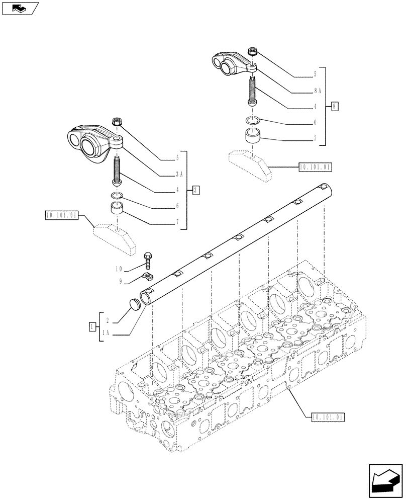 Схема запчастей Case IH F2CFE613A A016 - (10.106.02) - ROCKER SHAFT (504189152) (10) - ENGINE