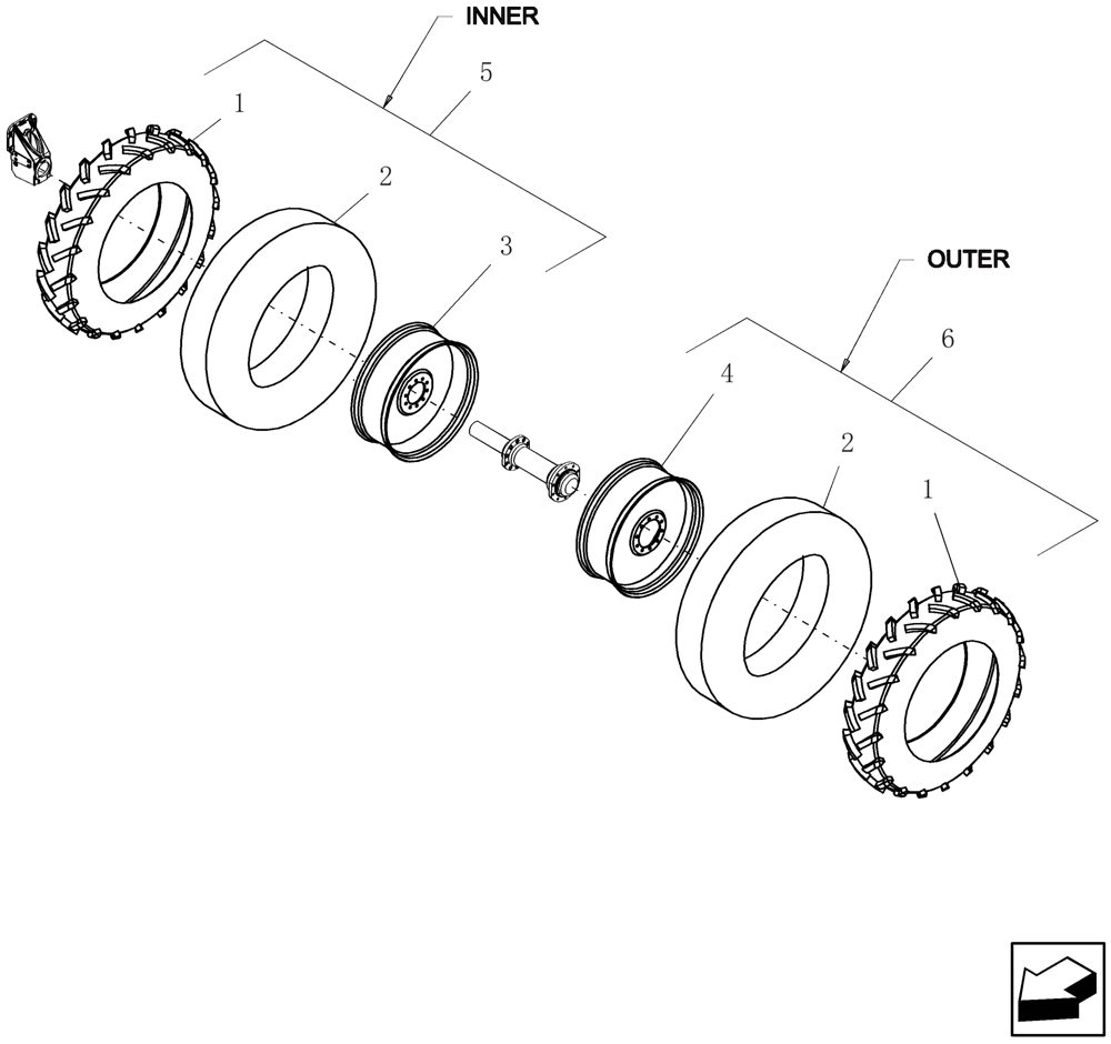 Схема запчастей Case IH 3580 - (44.100.05) - REAR TIRES - DUALS (44) - WHEELS