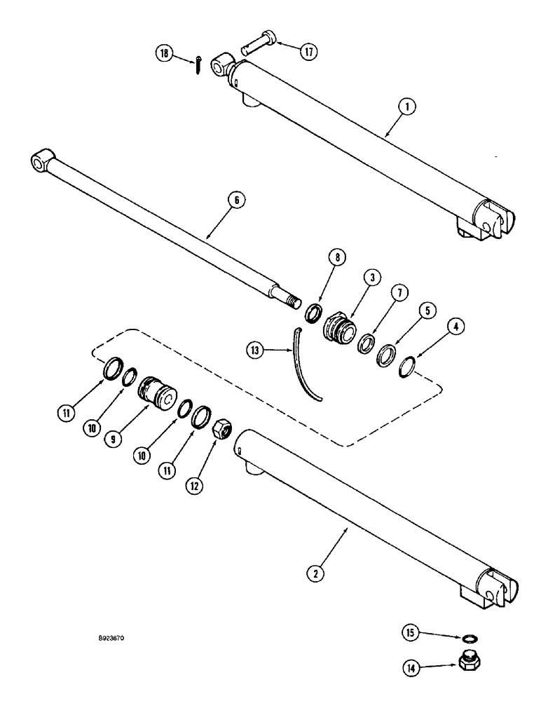 Схема запчастей Case IH 1644 - (8-70) - UNLOADER TUBE SWING CYLINDER (07) - HYDRAULICS