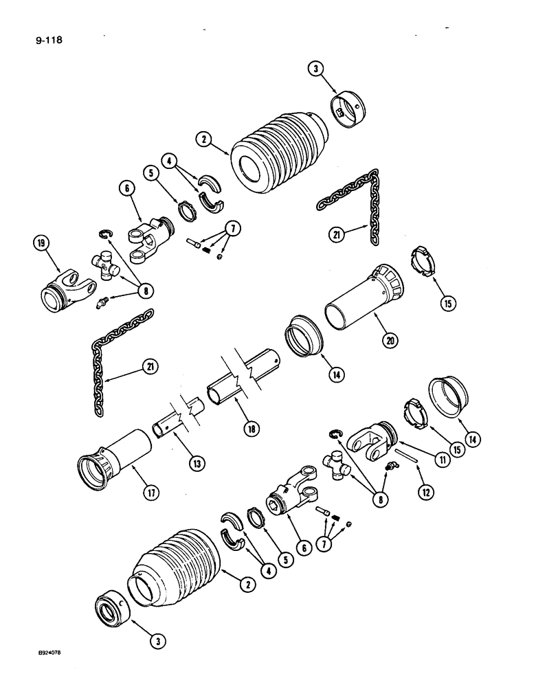 Схема запчастей Case IH 1010 - (9-118) - *AUGER AND KNIFE DRIVE SHAFT, 22.5, 25.0 AND 30.0 FOOT HEADER, WALTERSHEID (58) - ATTACHMENTS/HEADERS