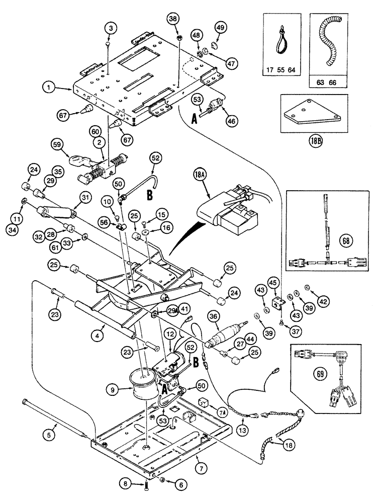 Схема запчастей Case IH 8950 - (9-046) - STANDARD AIR SUSPENSION SEAT, SUSPENSION (09) - CHASSIS/ATTACHMENTS