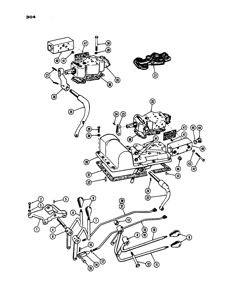 Схема запчастей Case IH 430 - (304) - HYDRAULIC CONTROLS AND LEVERS, DRAFT-O-MATIC TRACTORS, PRIOR TO S/N 8262800 (08) - HYDRAULICS