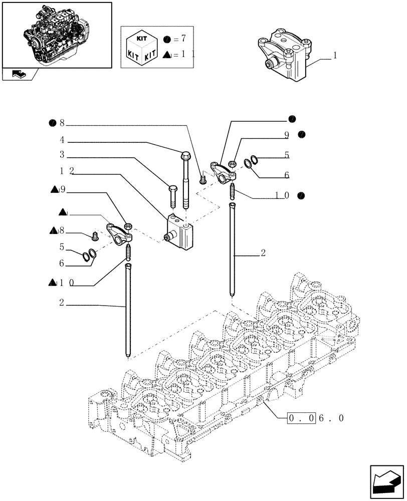 Схема запчастей Case IH F4GE9684B J600 - (0.06.6) - ROCKER SHAFT (2852895) 