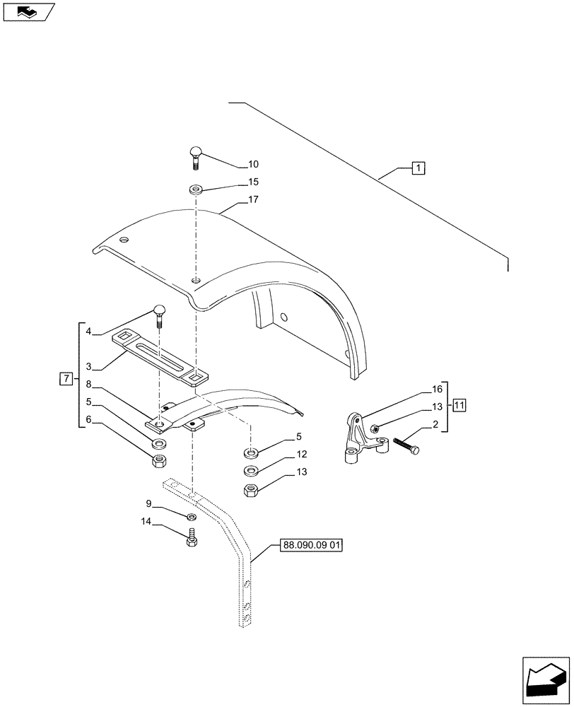 Схема запчастей Case IH PUMA 230 - (88.090.09[02]) - DIA KIT - FRONT FENDERS (88) - ACCESSORIES